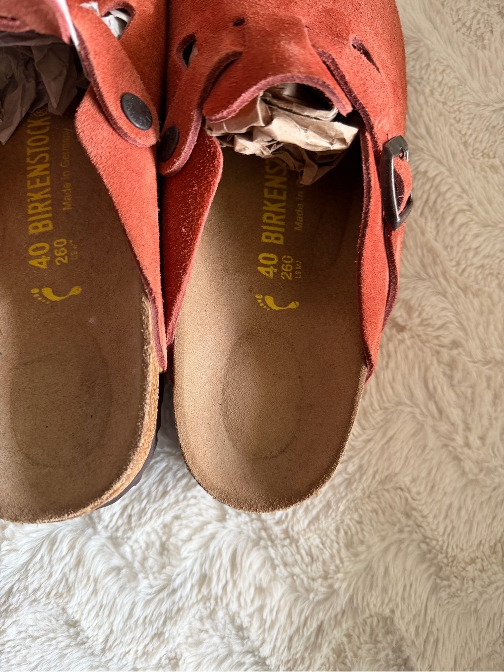 NEW!! Birkenstock Boston Suede Clog in Rust Orange - Picture 3 of 9